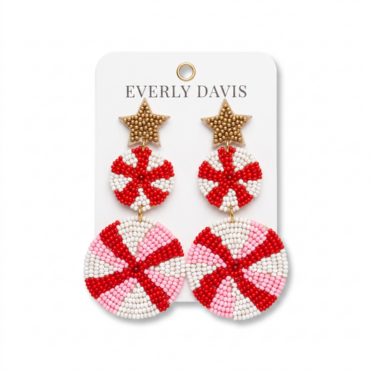 Peppermint Swirl Round Earrings