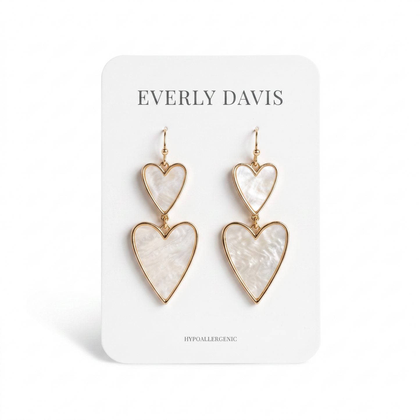 Acrylic Shell Heart 2 Drop Earrings