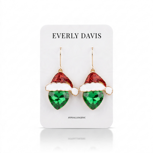 GreenChristmas w/Hat Earrings