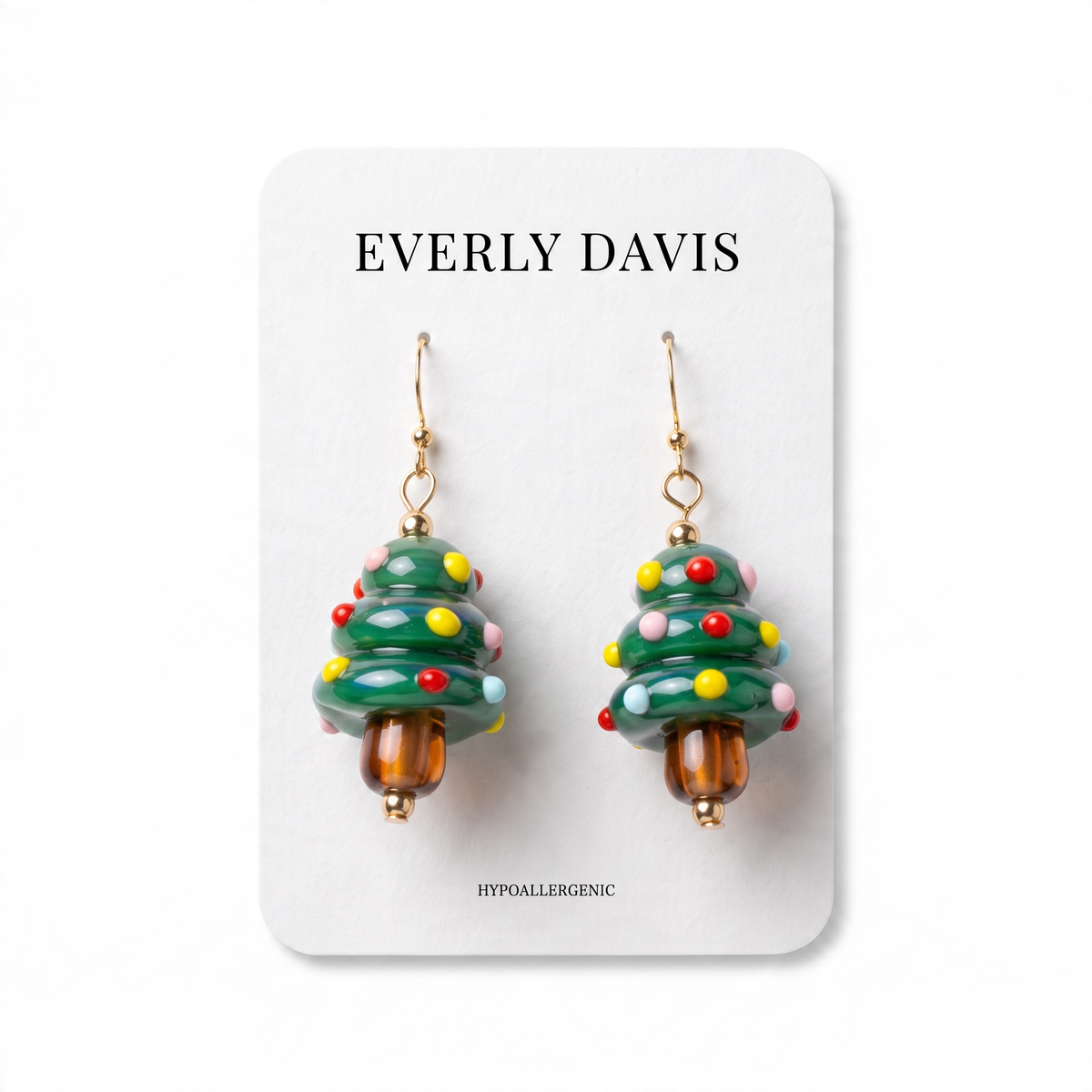 Glass Christmas Tree Earrings