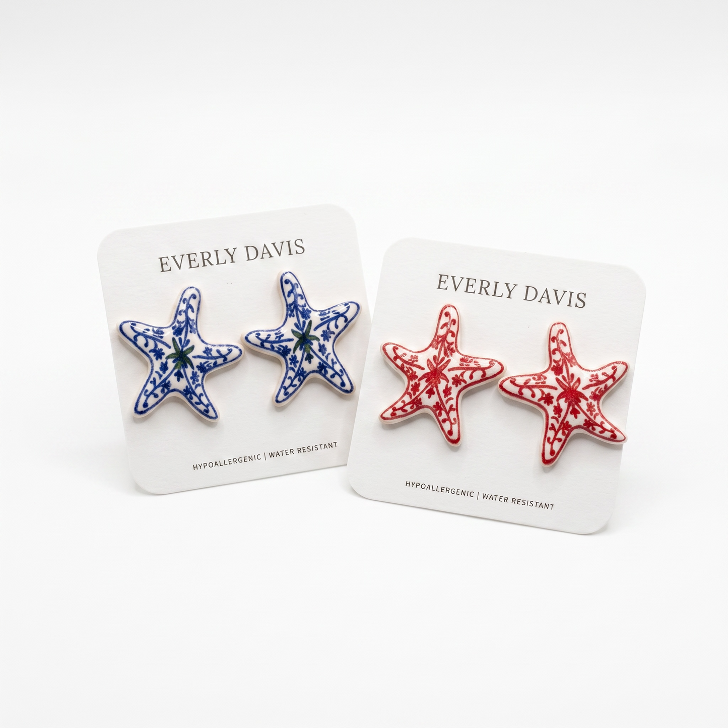 Starfish Ceramic Stud Earrings Set