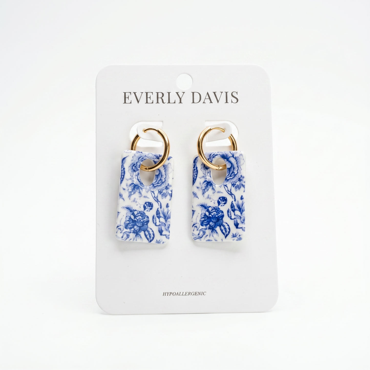 Blue Floral Print Earrings