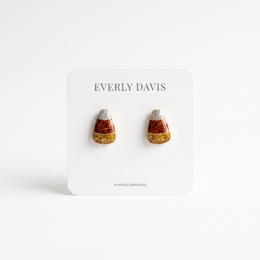 Glitter Candy Corn Studs