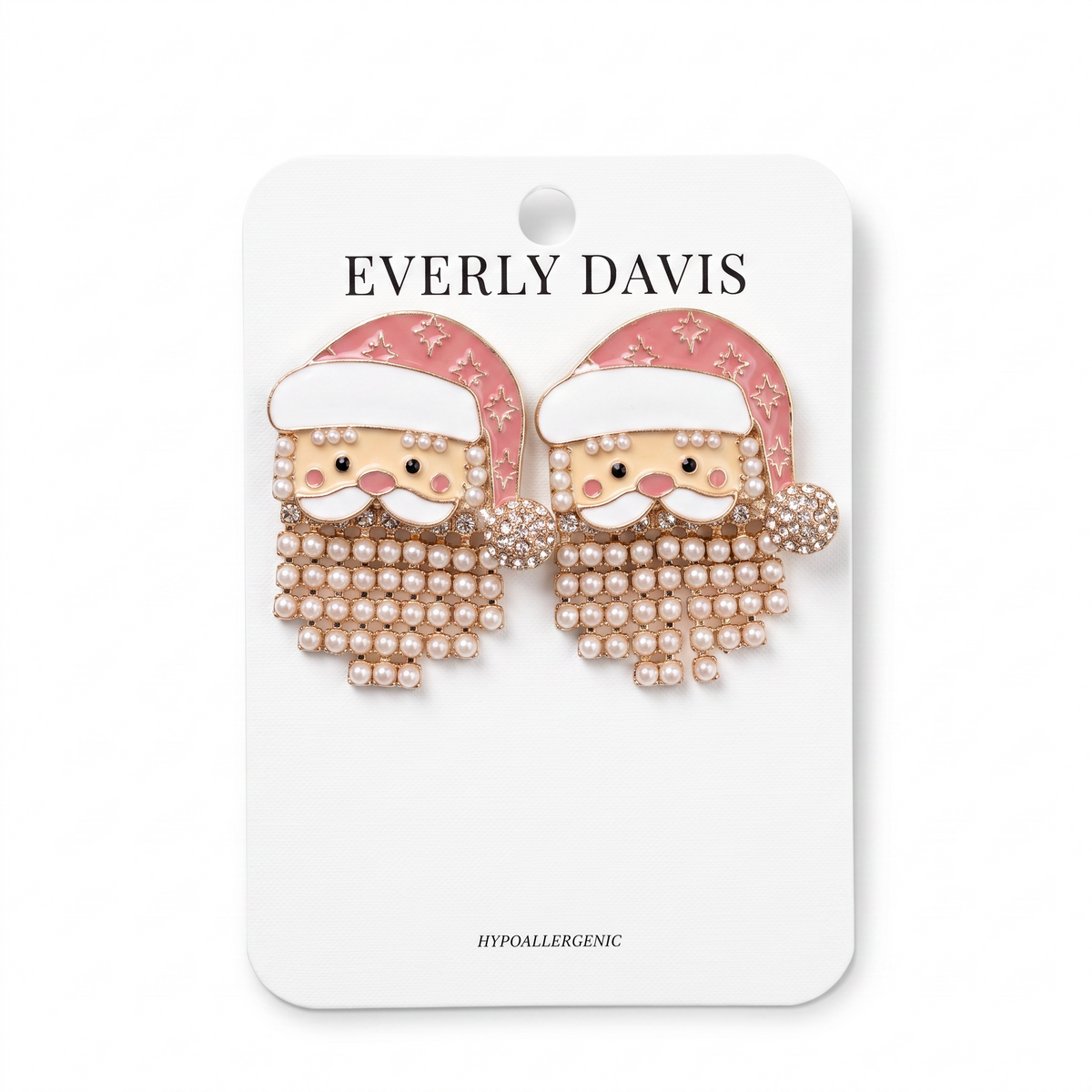 Santa & Pearl Tassel Bears Earrings