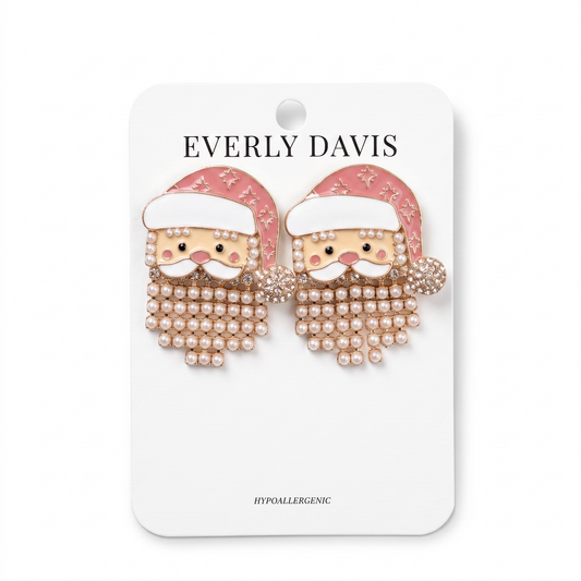 Santa & Pearl Tassel Bears Earrings