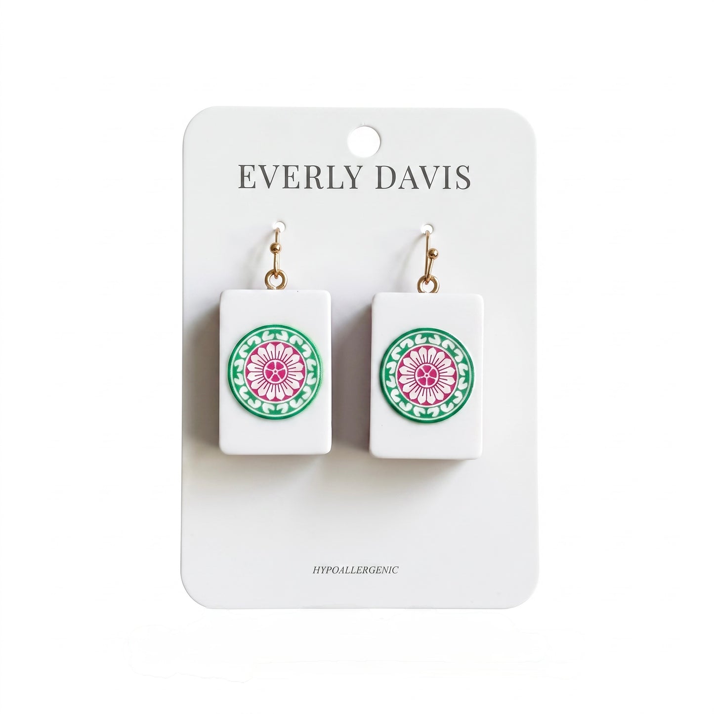 Mahjong Tile Inspired Drop Earrings