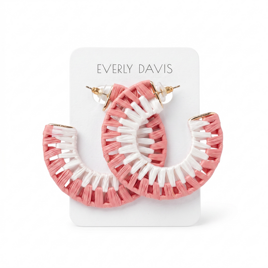 Two Tone Wrapped Raffia Hoop