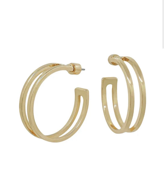 Two Layered Open Hoop Earrings