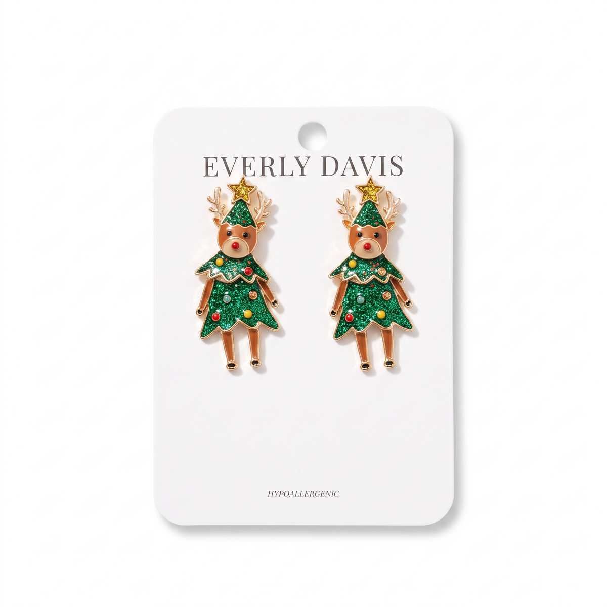 Festive Deer Glitter Earrings