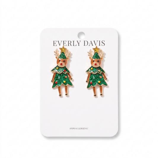 Festive Deer Glitter Earrings