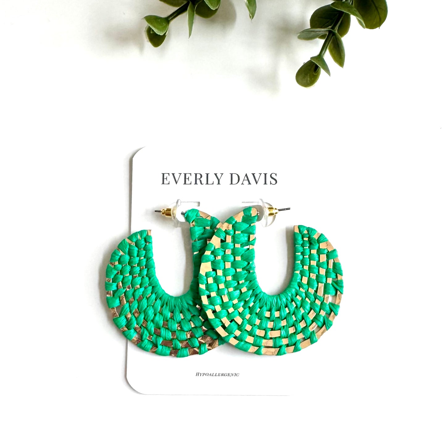 Disc Woven Raffia Hoops
