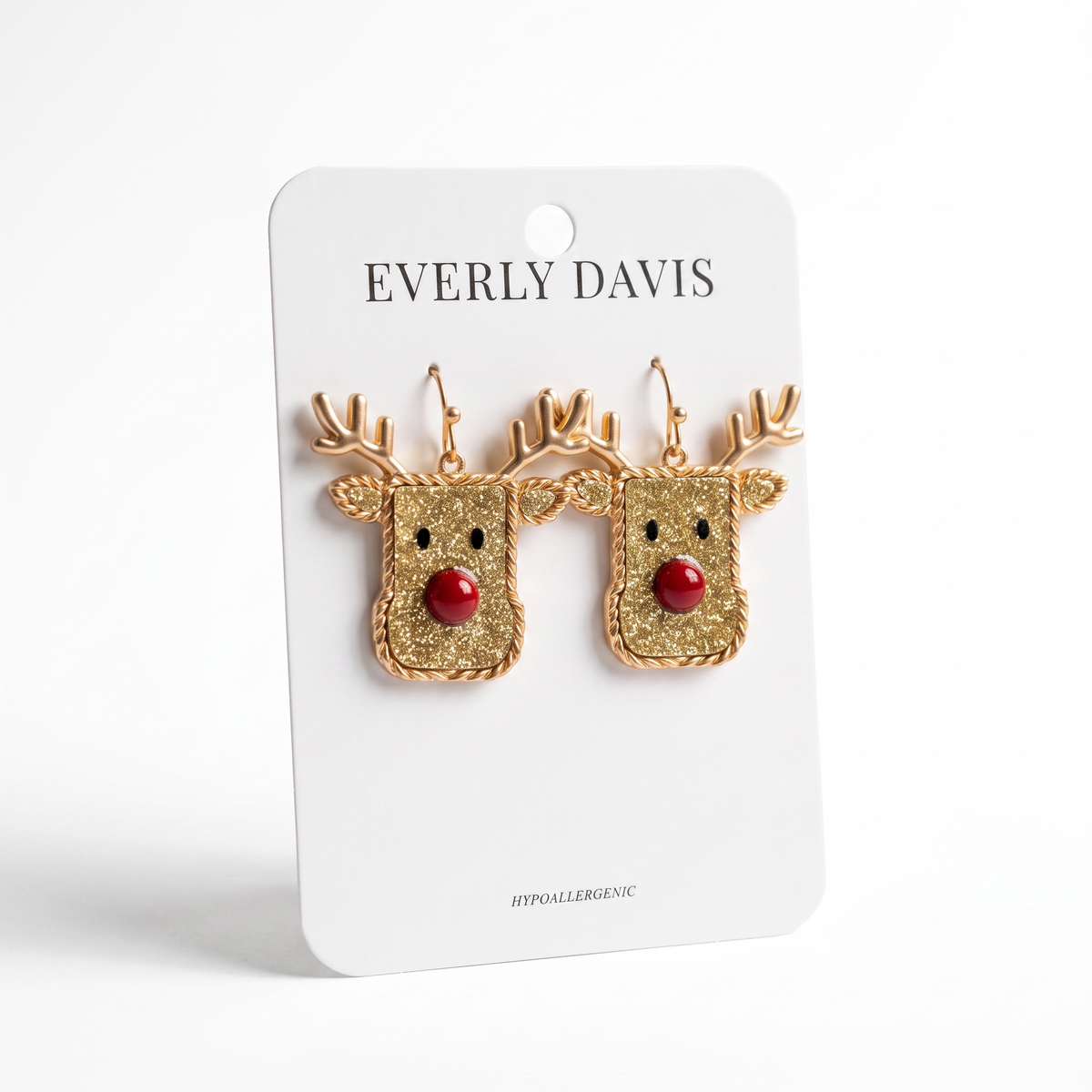 Brown Reindeer Christmas Earrings