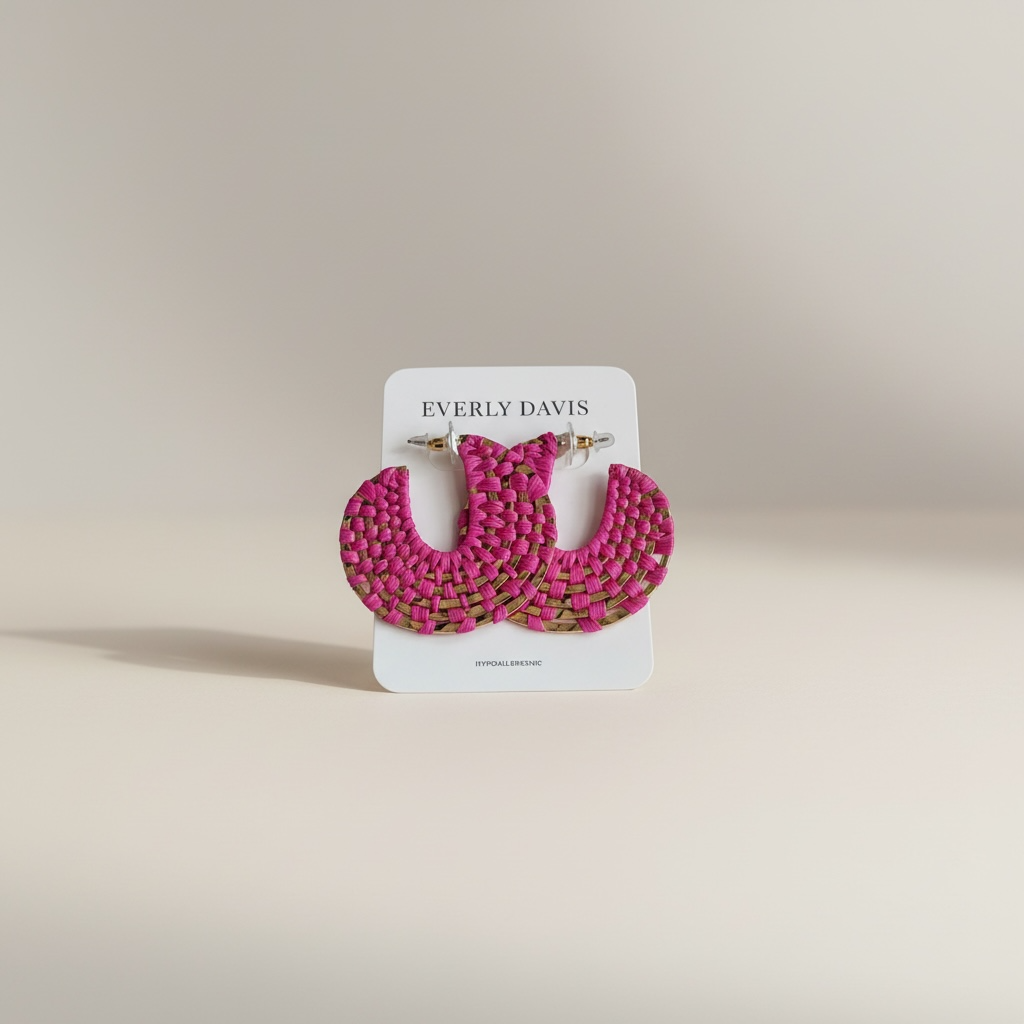 Disc Woven Raffia Hoops
