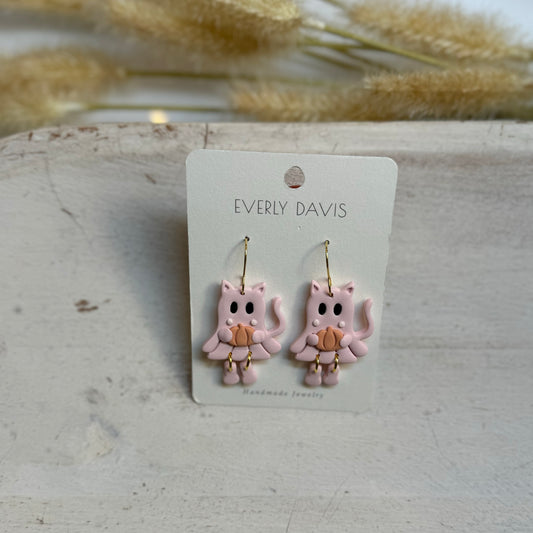 Ballet Kitty Clay Earrings