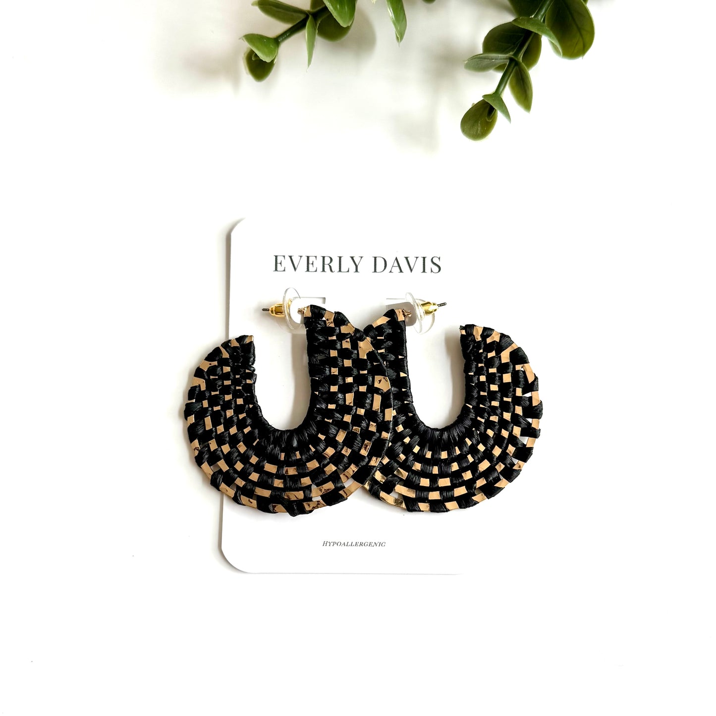 Disc Woven Raffia Hoops