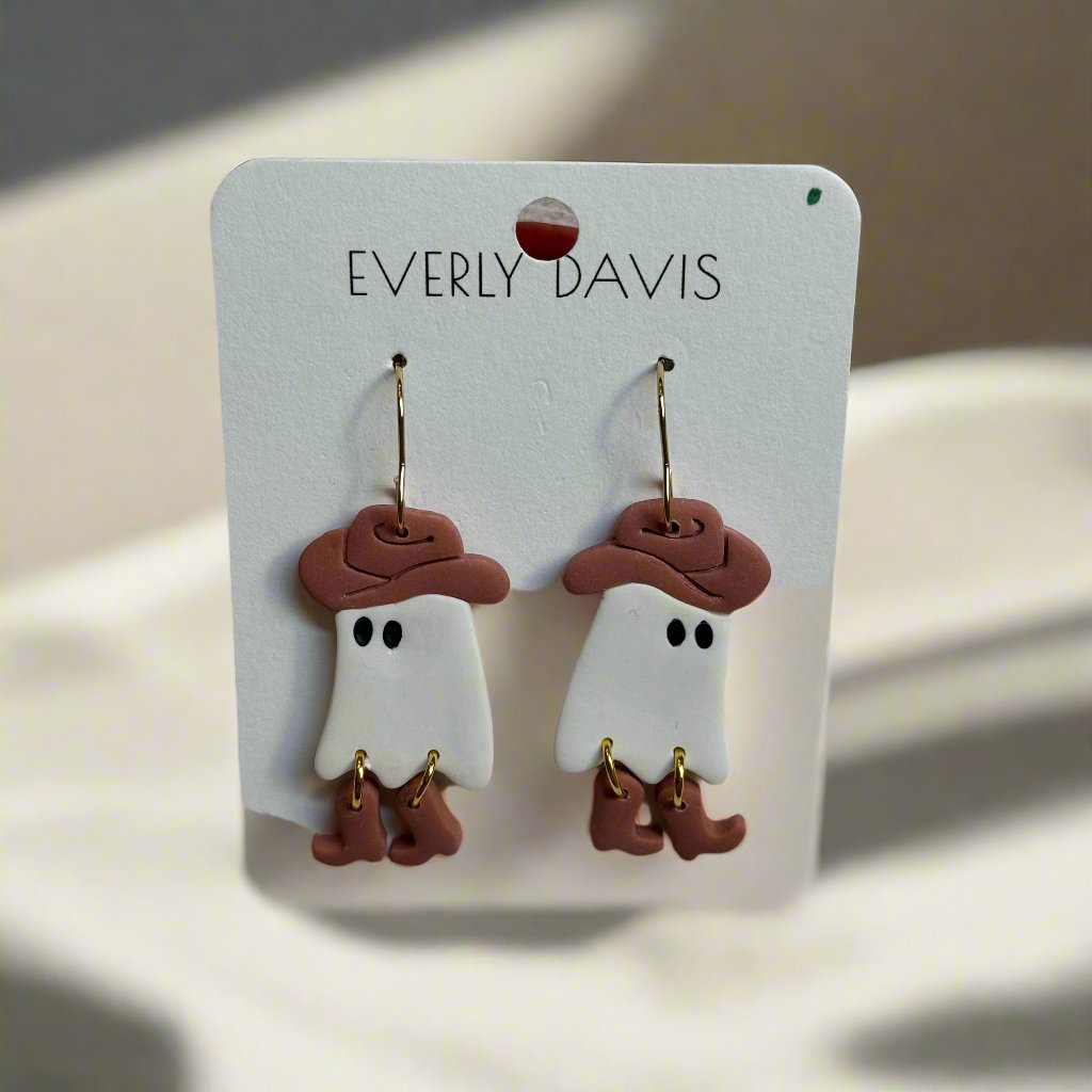 Cowboy Ghosts Clay Earrings