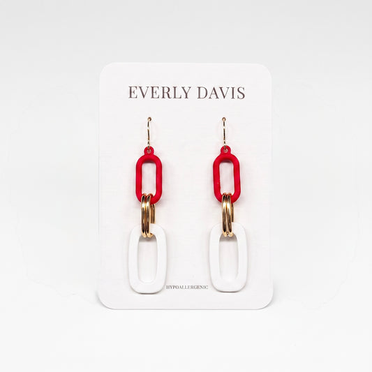 Color Coated Linked Oval Earrings