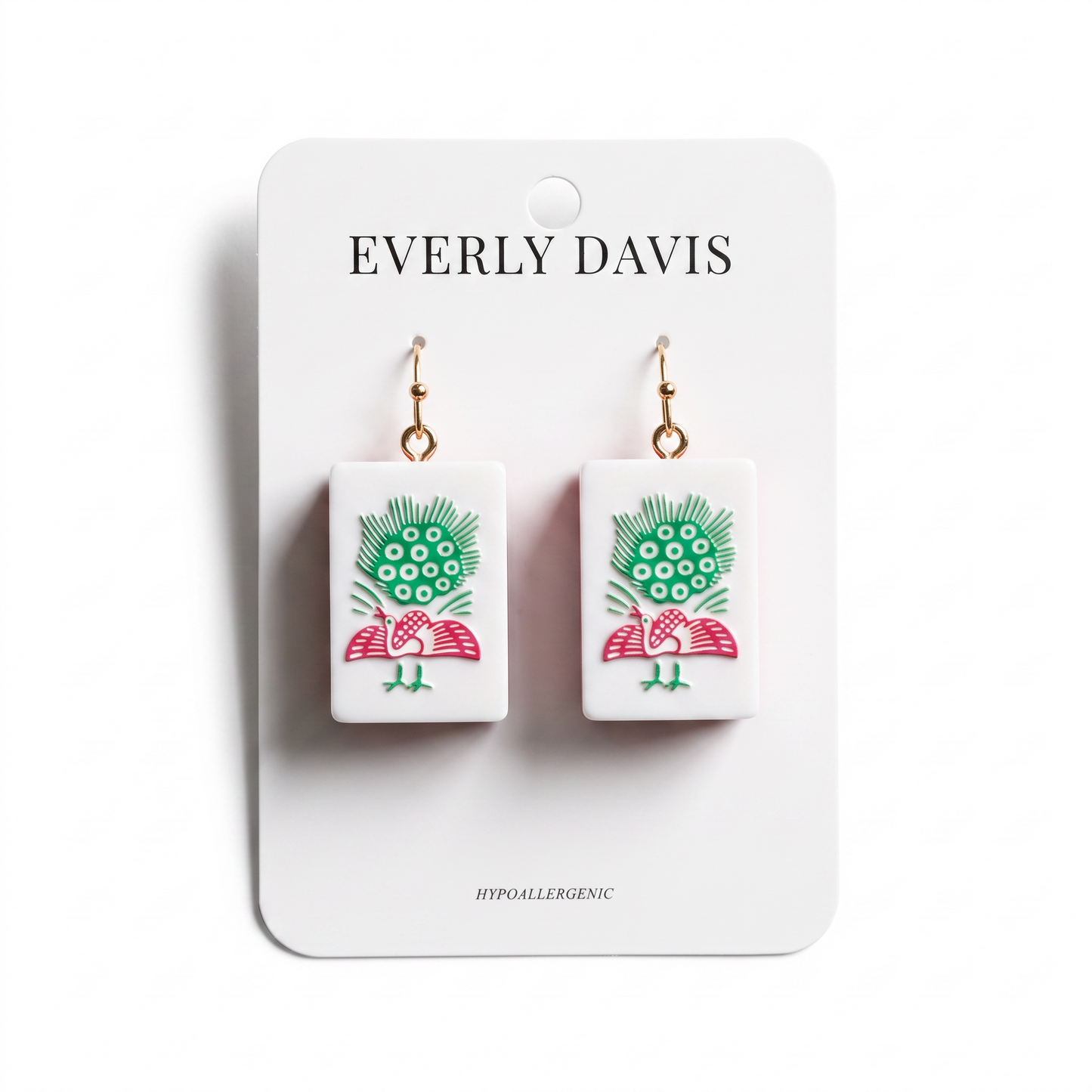 Mahjong Tile Inspired Drop Earrings