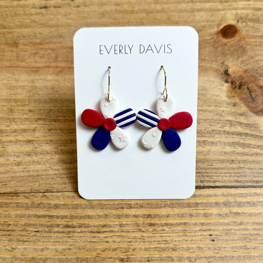 Patriotic Flower Earrings