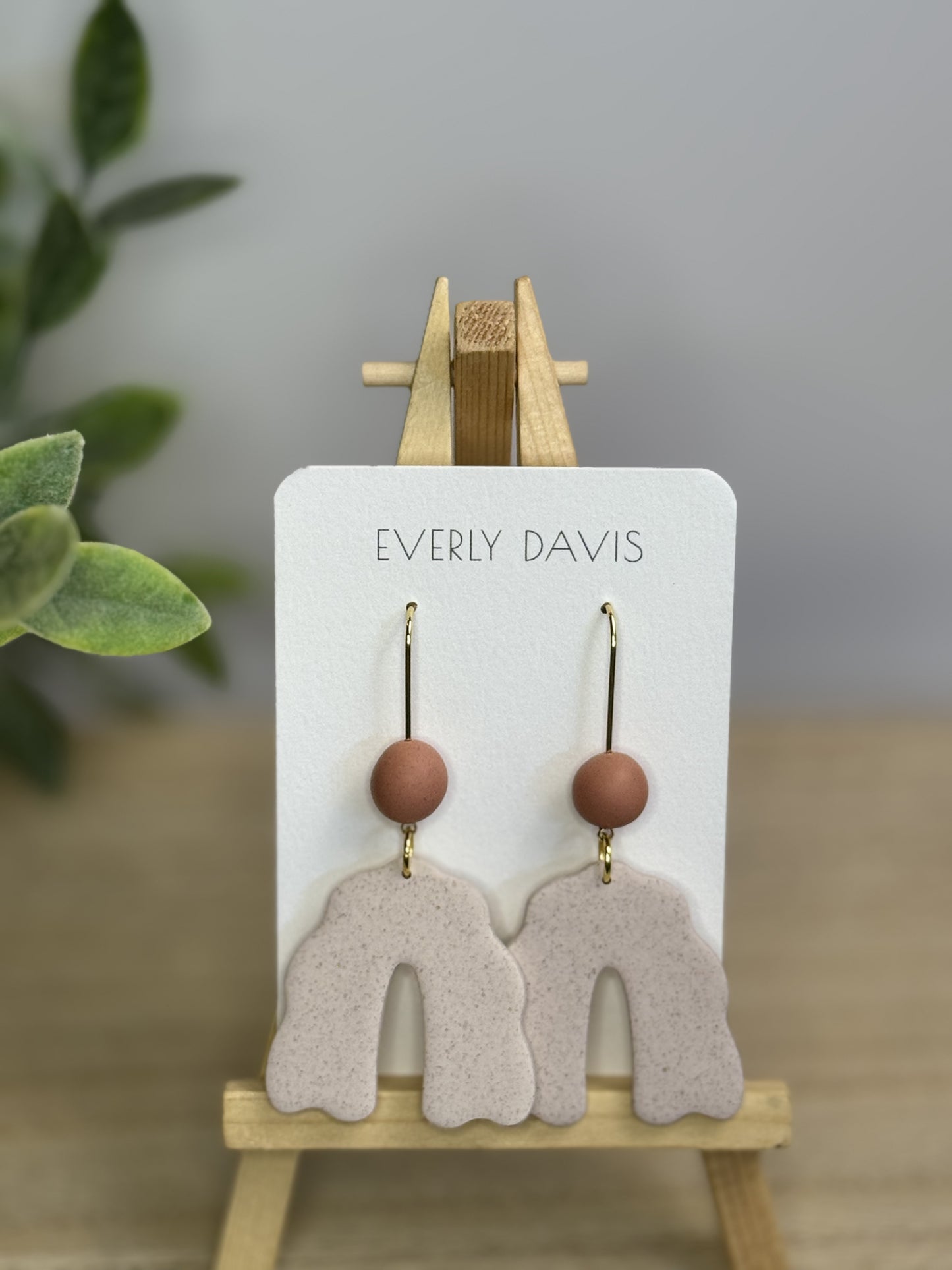 Neutral Arched Clay Earrings