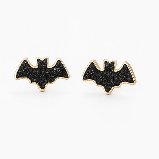Druzy Black Bat Earrings