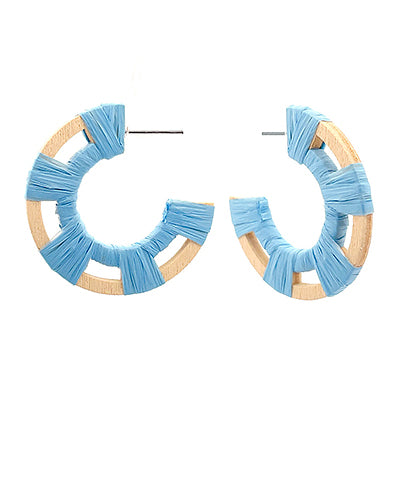 Antonia Raffia Wood Hoops
