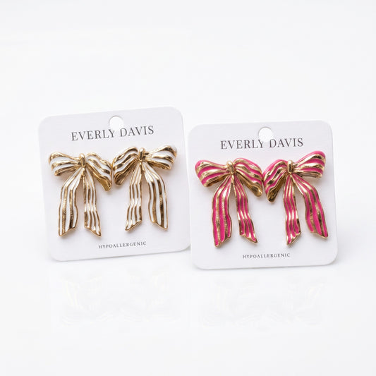 Striped Ribbon Earrings