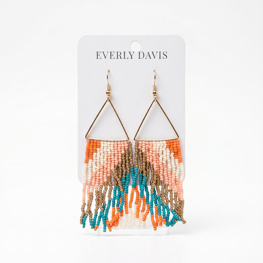 Triangle Metal Stripe Fringe Earrings