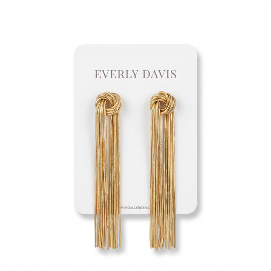 Knot & Fringe Chain Earrings
