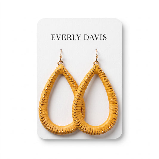 Raffia Metal Teardrop Earrings