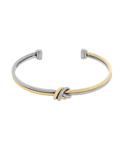 Two Toned Knotted Wire Cuff Bracelet