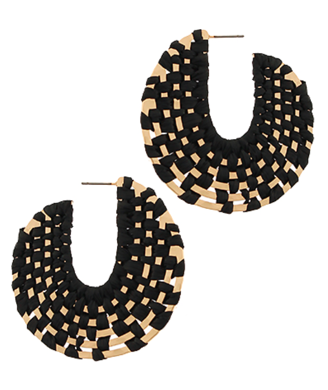 Disc Woven Raffia Hoops