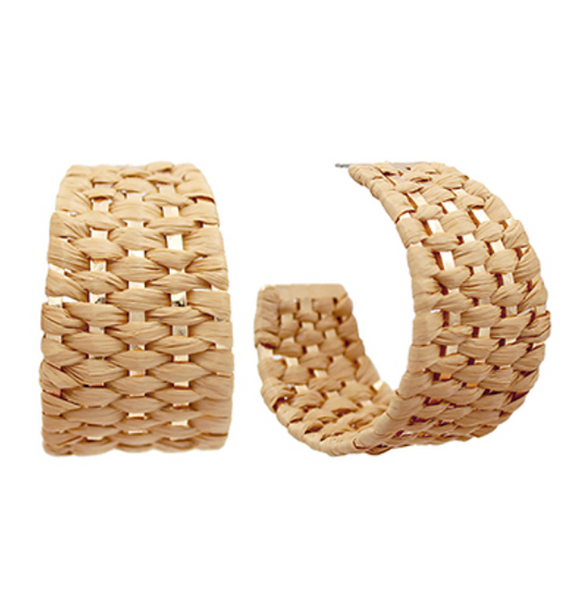 Woven Raffia Wide Hoops