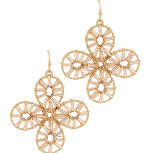 Seedbead Flower Drop Earrings