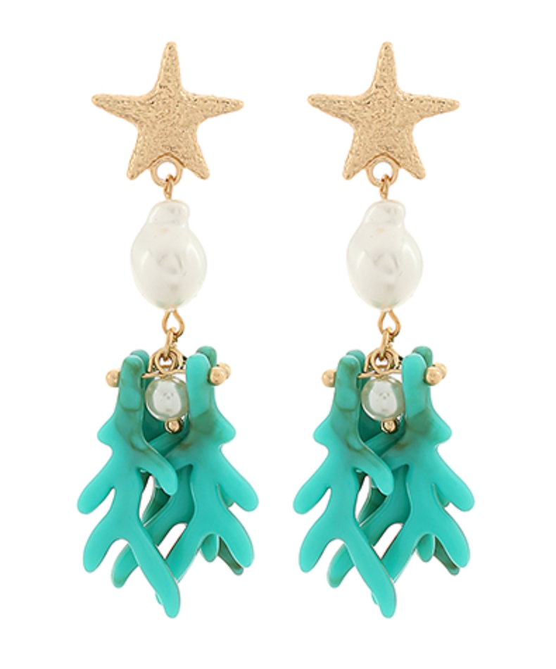 Fringe Coral Pearl Earring