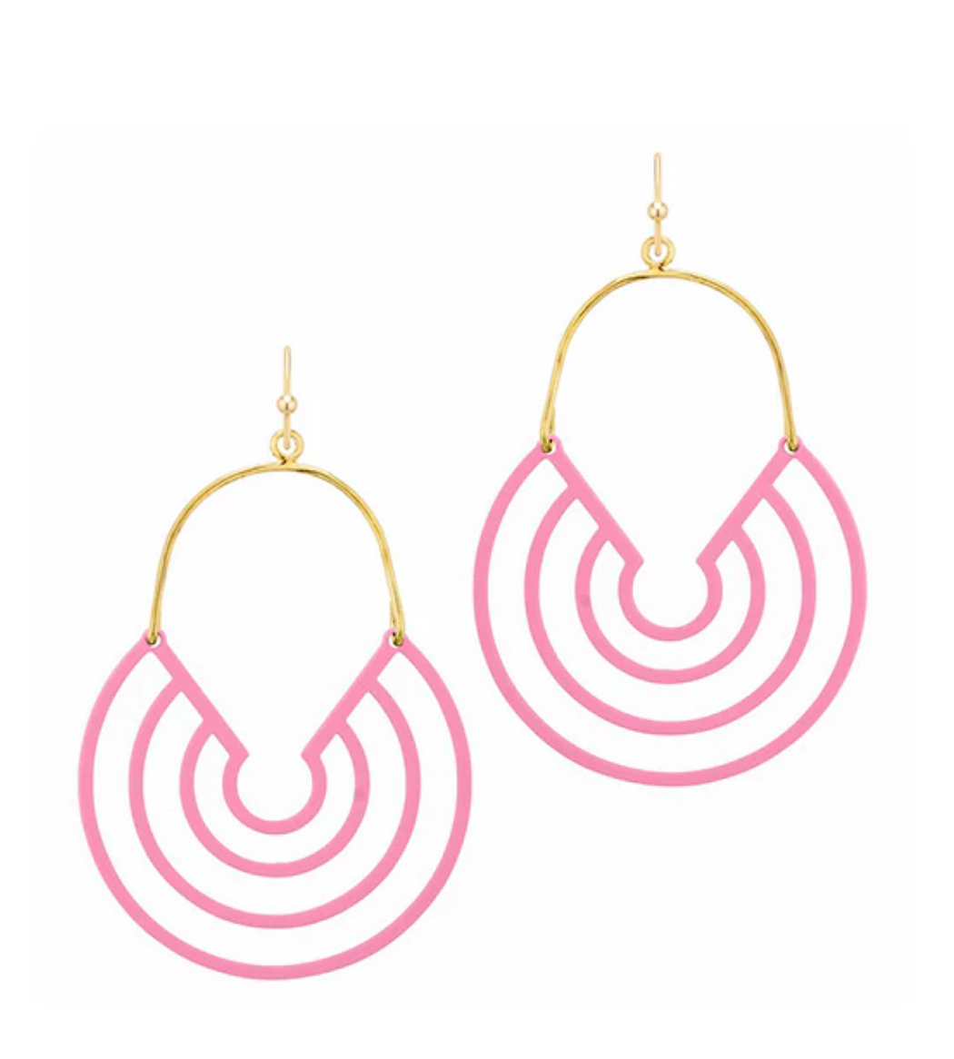 Painted Metal Texture Circle Earring