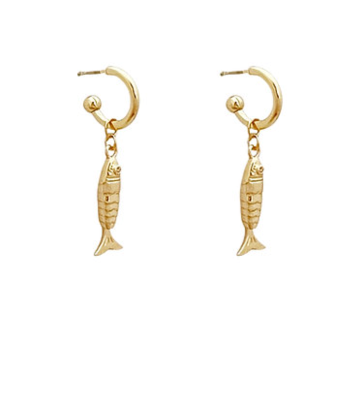 Textured Fish Dangle Earrings