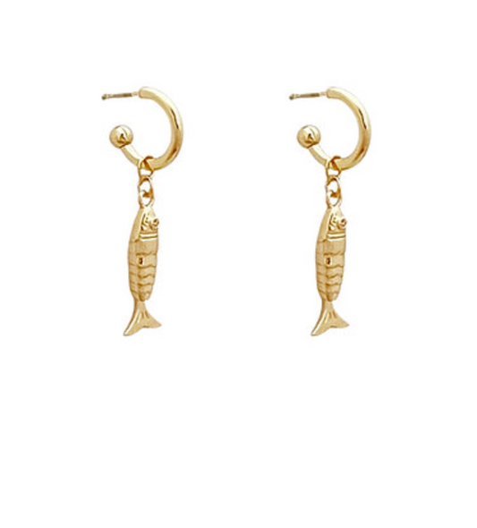 Textured Fish Dangle Earrings