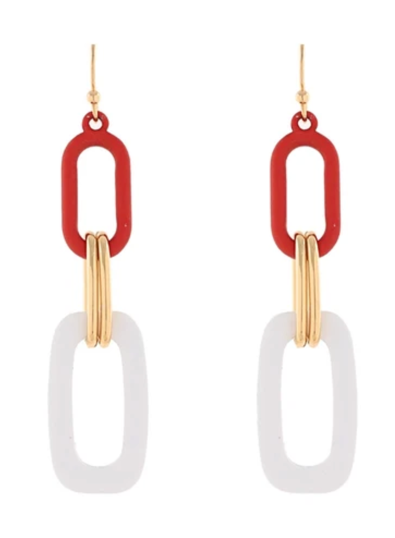 Color Coated Linked Oval Earrings