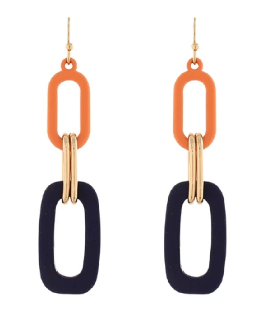 Color Coated Linked Oval Earrings