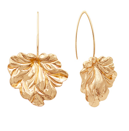 Metal Textured Leaf Earrings