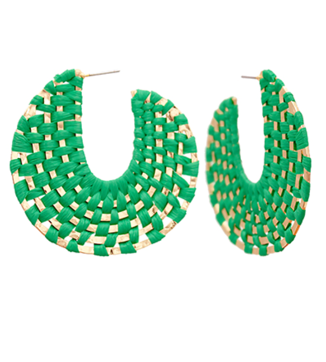 Disc Woven Raffia Hoops