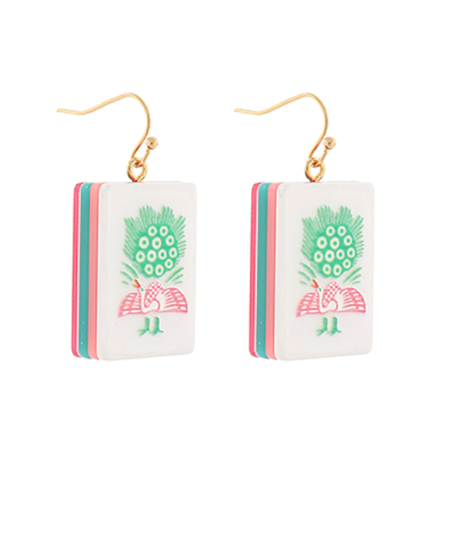 Mahjong Tile Inspired Drop Earrings