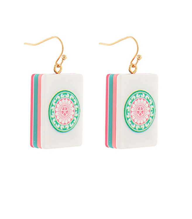 Mahjong Tile Inspired Drop Earrings