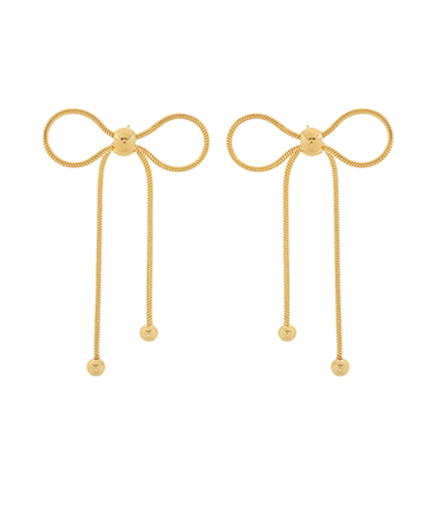 Snake Chain Bow Drop Earrings