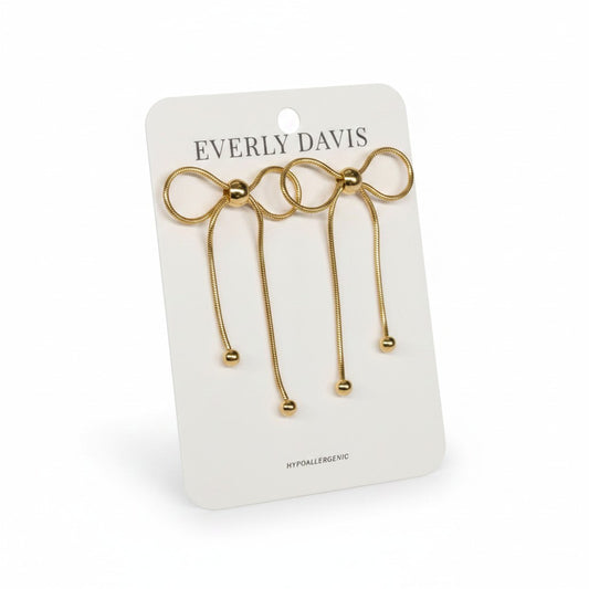 Snake Chain Bow Drop Earrings