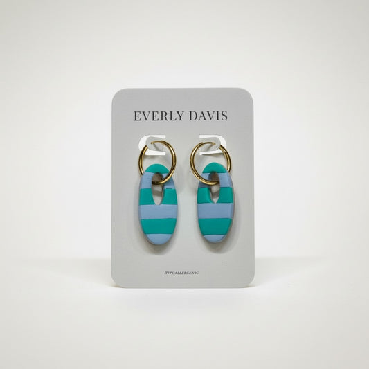 Teal + Blue Striped Earrings