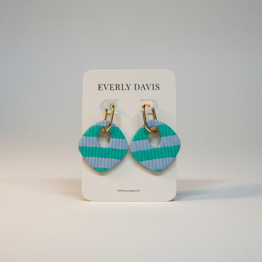 Teal + Blue Striped Earrings