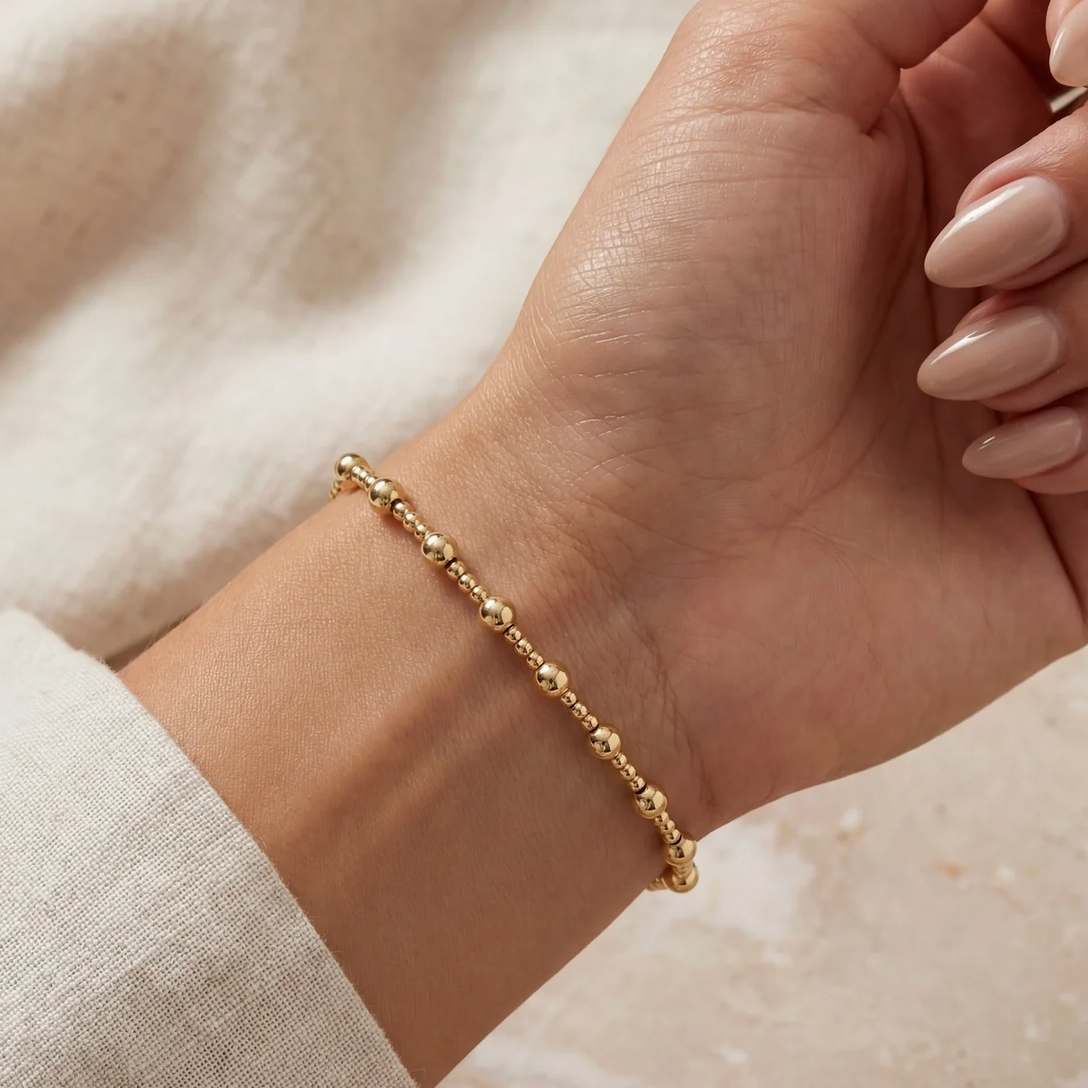 Angelina Beaded Gold Bracelet