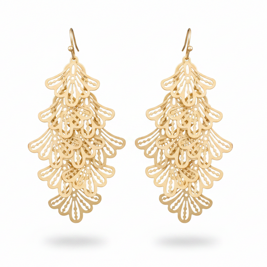 Filigree Leaf Chandelier Earrings
